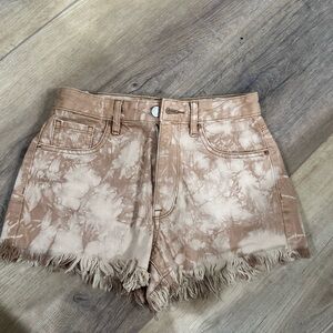 PacSun Brown Tie-Dye Fringe Jean Shorts